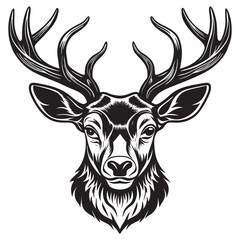 Deer Head vector art silhouette illustration 