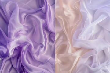 Fototapeta premium Mesmerizing and elegant abstract design featuring silk fabric in purple and peach shades