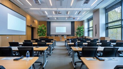 Professional Training Room for Safety Sessions with High-Tech Video Conference Setup