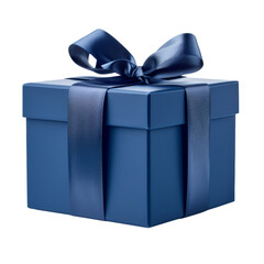blue gift box isolated on transparent background cutout