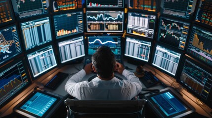 Sophisticated Trading Setup with Multiple Screens Displaying Commodity Platforms and Market Trends