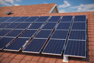 Fototapeta premium Solar panels on the roof of the house to produce energy from sunlight