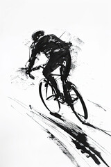 Obraz premium A black and white sketch of a cyclist