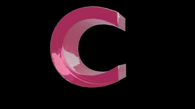 strawberry jelly alphabet,  capital letter C on the transparent background