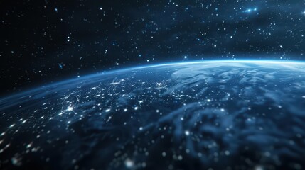 Obraz premium A supernatural scene features a landscape where luminous constellations form pathways on the earth