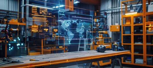 AR Training Module with Digital Diagrams Overlayed on Workbench for Technical Task Instructions