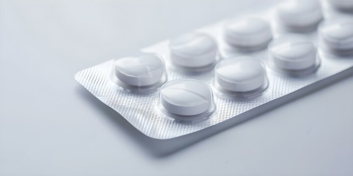Premium Ad Style Rapamycin Tablets in Modern Packaging on Clean White Background. Concept Pharmaceutical Packaging, Modern Design, Clean Layout, Premium Ad Style, White Background