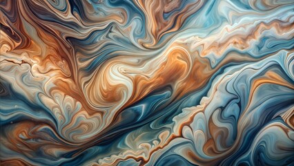 A painting of a wave with a blue and orange swirl