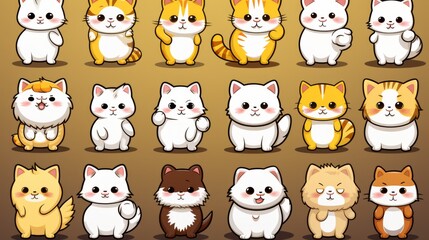 Cute Cartoon Cats in Various Poses