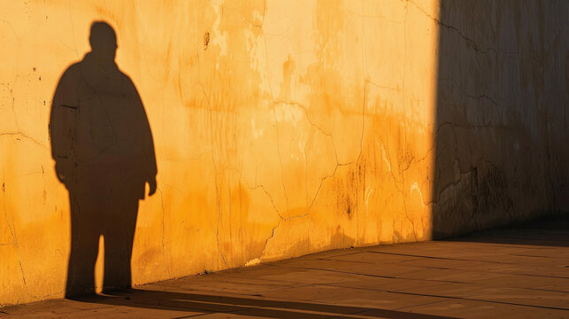 the cast shadow of an obese overweight man, loneliness and bullying