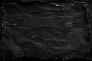old black empty ripped folded torn cardboard paper poster grunge scratched old shabby surface distressed overlay texture for collage