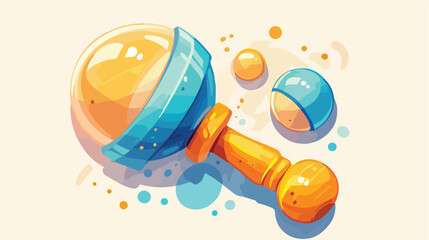 Baby rattle vector sketch icon isolated on background