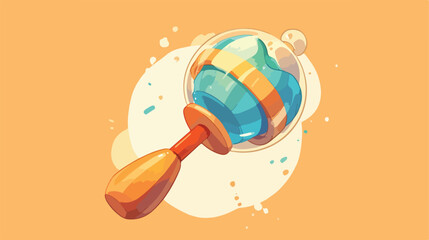 Baby rattle vector sketch icon isolated on background