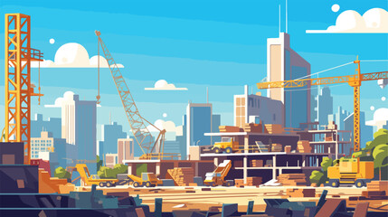 Background of construction site. flat vector style 