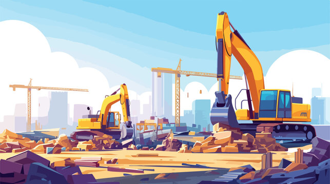 Background of construction site. flat vector style 