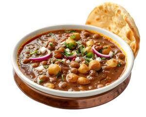Vegetarian Delight: Chole Bhature : with Crispy Puri  isolated on transparent background

