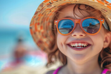 Funny children kids playing at the beach seaside poolside aquapark summer leisure weekend time, Generative AI