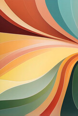 Multicolored abstract wave design with flowing lines and smooth transitions in orange, yellow, green, and red hues