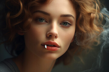 Fototapeta premium Generative AI illustration of cigarette addiction smoke stressful lifestyle and bad habits concept theme