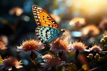 Created with generative AI image of  blooming flowers in beautiful garden meditation nature concept