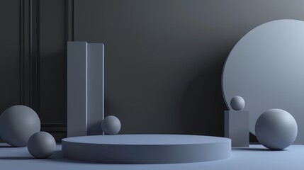 High quality 3D, studio backdrop to use for advertising with empty space for product. Rounded shapes professional studio