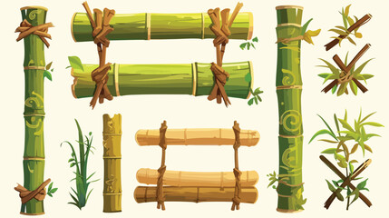 Bamboo frames. Wood stick banners of various shapes