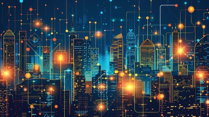 Obraz premium Artificial intelligence analyzing data patterns to predict urban growth and infrastructure needs
