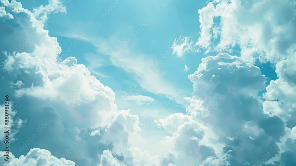 Wall mural ideal background of a partly cloudy blue sky for custom text insertion