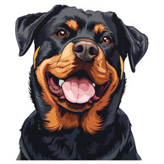 The Rottweiler is a robust and powerful dog breed known for its loyalty, confidence, and protective nature. They make excellent guard dogs and family pets with proper training. AI generation.
