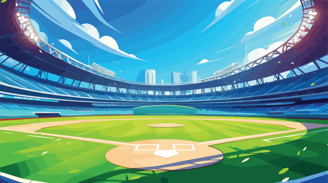 Baseball Stadium. Vector Cartoon Background. EPS 10