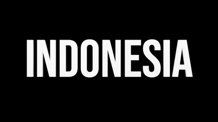 animation indonesia text white color blur effect on black background 4k video looping 3d render illustration