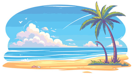 Beach Cartoon flat vector style isolated on white back