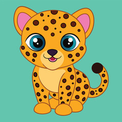 Baby Leopard Cartoon Vector Graphic Design