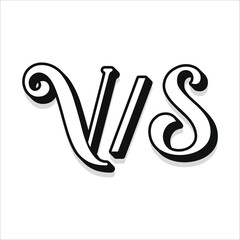 VS Letter Drawing Style Design Icon, Versus, Fight, Competition Logo Vector Illustration.