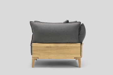 sofa couch settee chesterfield grey colors with chaise longe isolated on white background with...