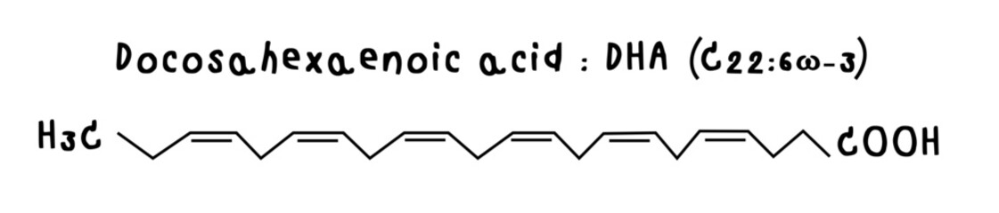 molecular structure of fatty acid DHA illustration