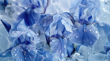 Obraz premium Frozen blue irises ice texture