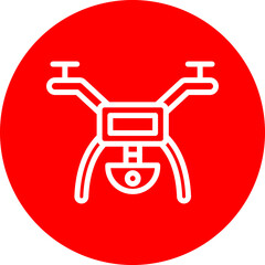 Camera Drone Vector Line White Circle Red