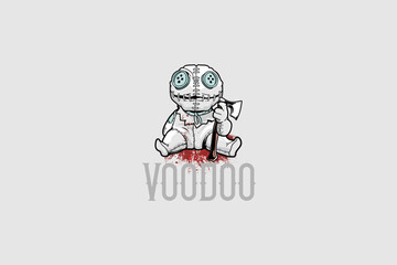 Voodoo doll cartoon character vector image template