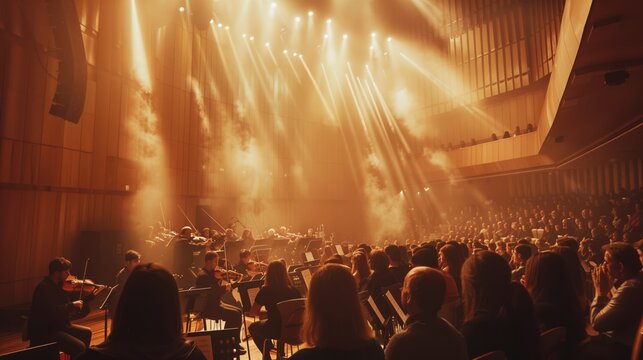 Applause fills the hall as musicians passionately perform, blending creativity and mastery, leaving the audience spellbound.