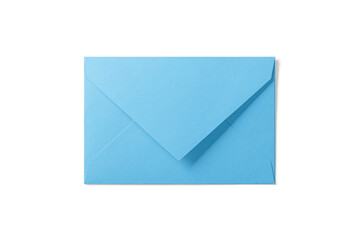 Blue paper envelope mockup isolated on a transparent background, PNG. High resolution. 