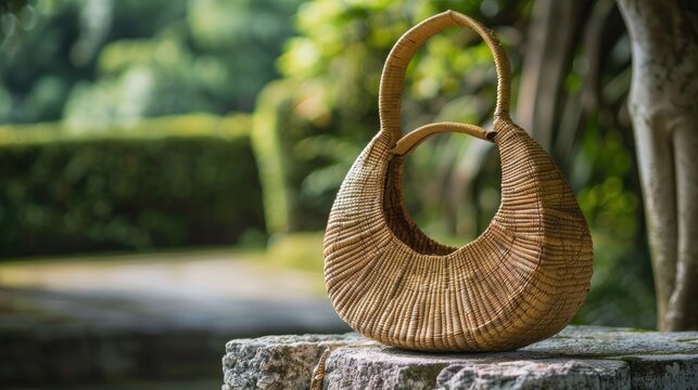 Bag crafted from buri palm