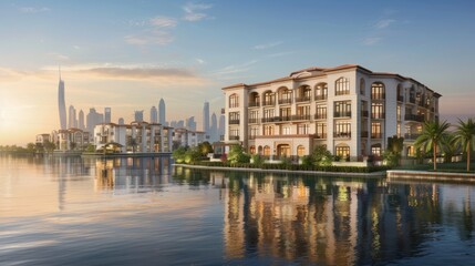 Luxury Waterfront Villas with Modern High-rise Buildings