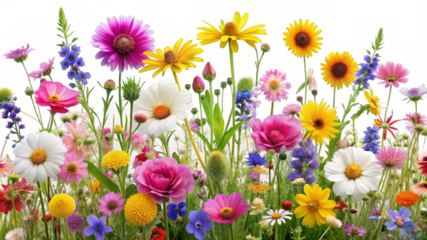 Wildflowers on a transparent background.