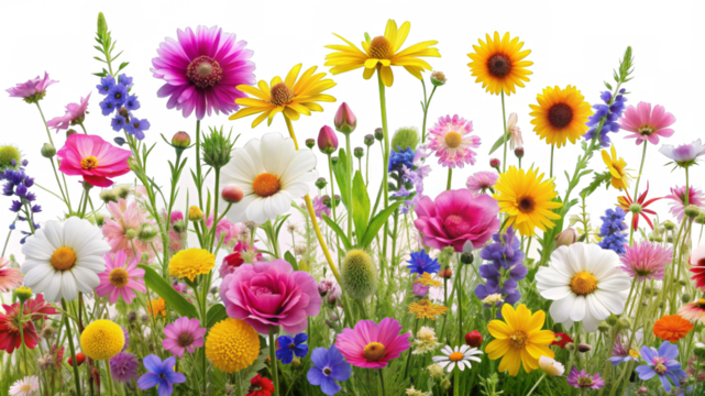 Wildflowers on a transparent background.