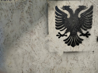 Stencil Art of Double-Headed Eagle on Textured Surface