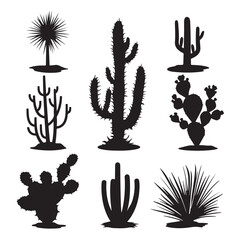 Fototapeta premium Cactus silhouette, cactus icon vector, cactus doodle illustration