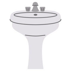 Ceramic fitments for bath. Washbasin 
outline vector illustration.Sink for washing hands.White bathroom sink with faucet.Isolated on white background.