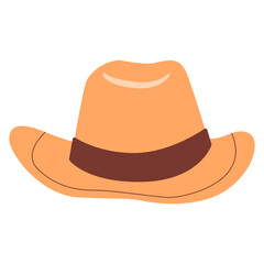 Cowboy hat icon.Western cowboy at.Wild west lothes.Wild west hat.Men summer hat.Vector illustration.Wild west police.Isolated on white background.