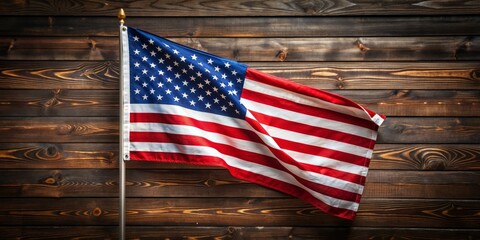 American Flag Waving on Wooden Background, Flag, USA, Patriotic, Independence Day